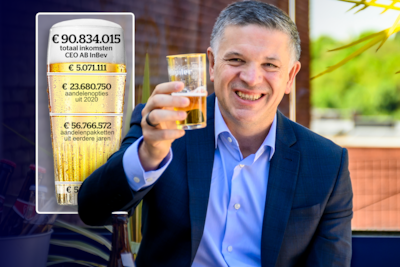 AB InBev‑CEO Michel Doukeris (53) heft het glas.